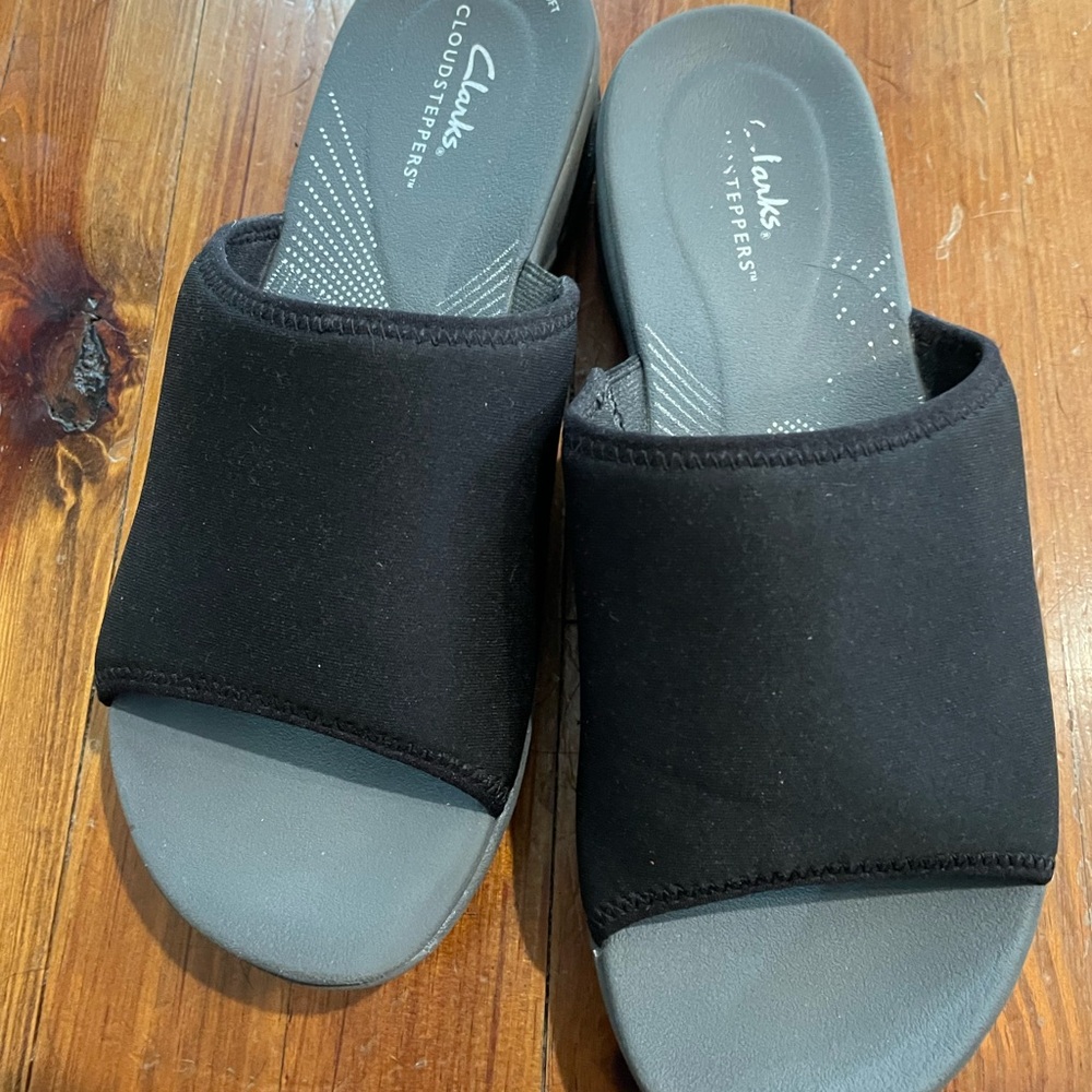 Clarks Women's Black Slide Sandals